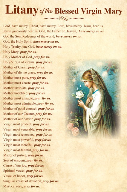 Litany of the Blessed Virgin Mary Prayer Card***BUYONEGETONEFREE***
